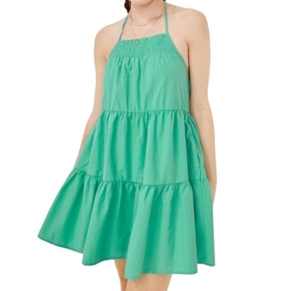 American Eagle Outfitters Dresses & Skirts - American‎ Eagle high neck poplin halter dress tiered midi dress mint green XS